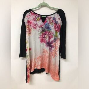 Women's 3/4 Sleeve Round Neck Floral Long Top T Shirt Clothing Blouse Dress Top